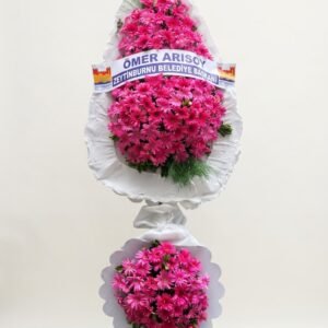 Pembe Gerbera Çift Katlı Çelenk